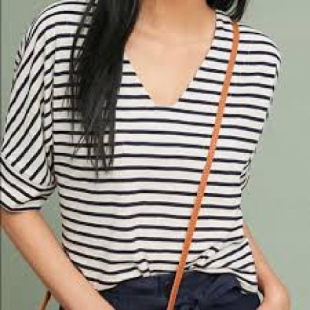 Anthropologie brand Eri + Ali Striped Crop TShirt - Sz M